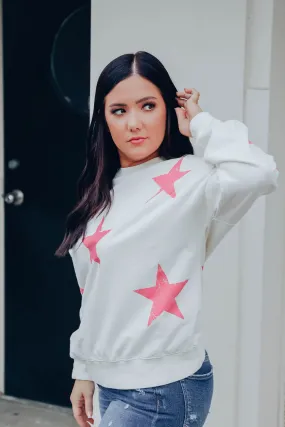 Spicy Pink Star Sweatshirt