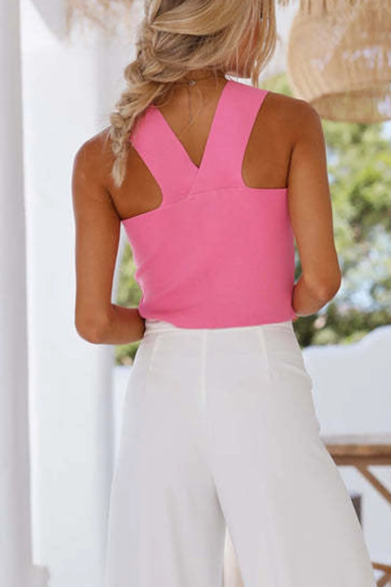 Square Neck Solid Color Tank Top