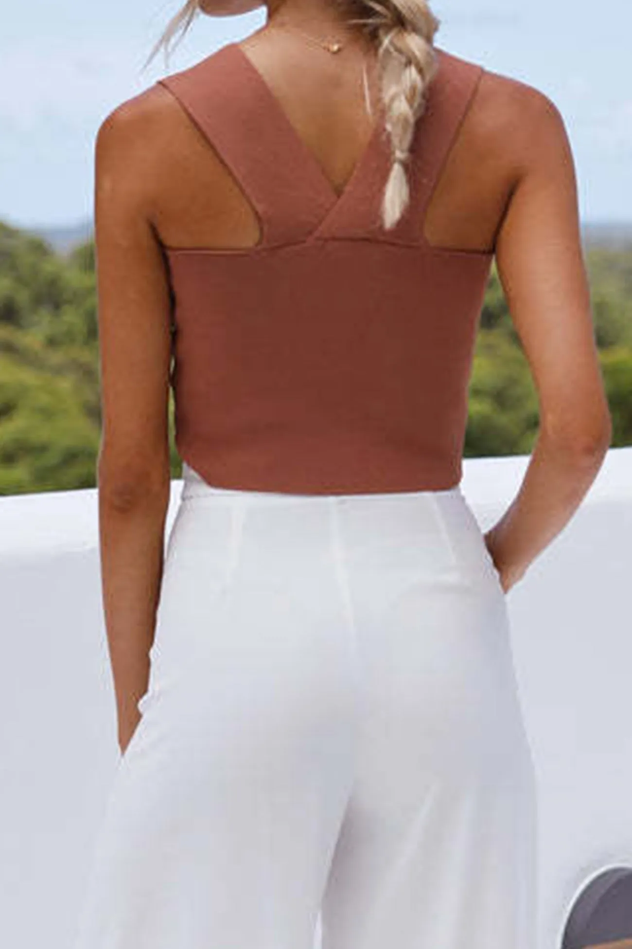 Square Neck Solid Color Tank Top