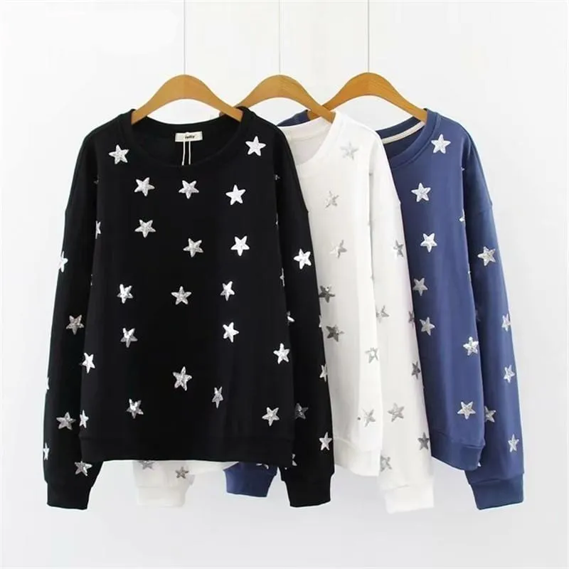 Star Embroidery Loose-Fit Sweatshirt