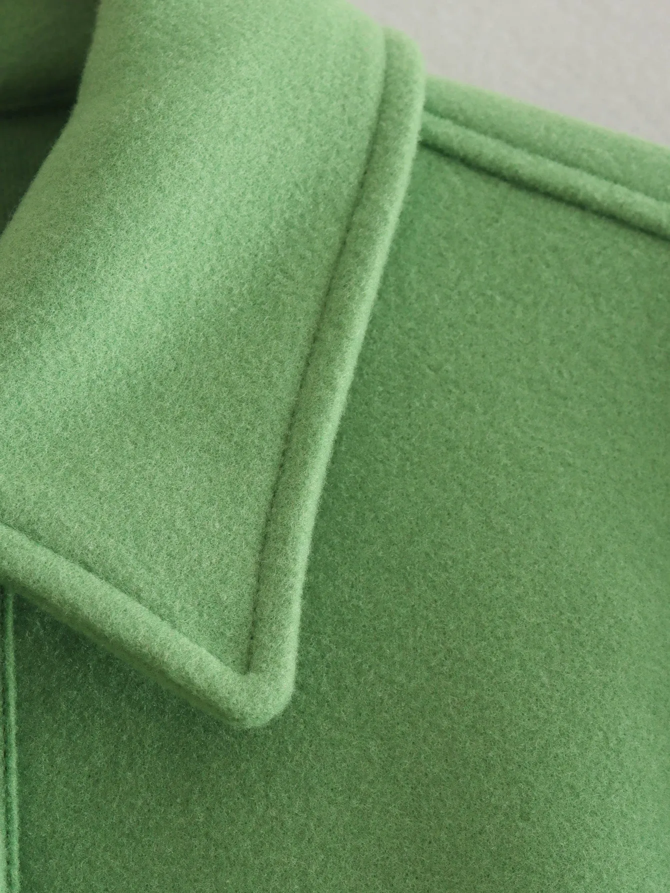 Summer Green Collared Long Sleeve Single-Breasted Pocket Soft Jacket