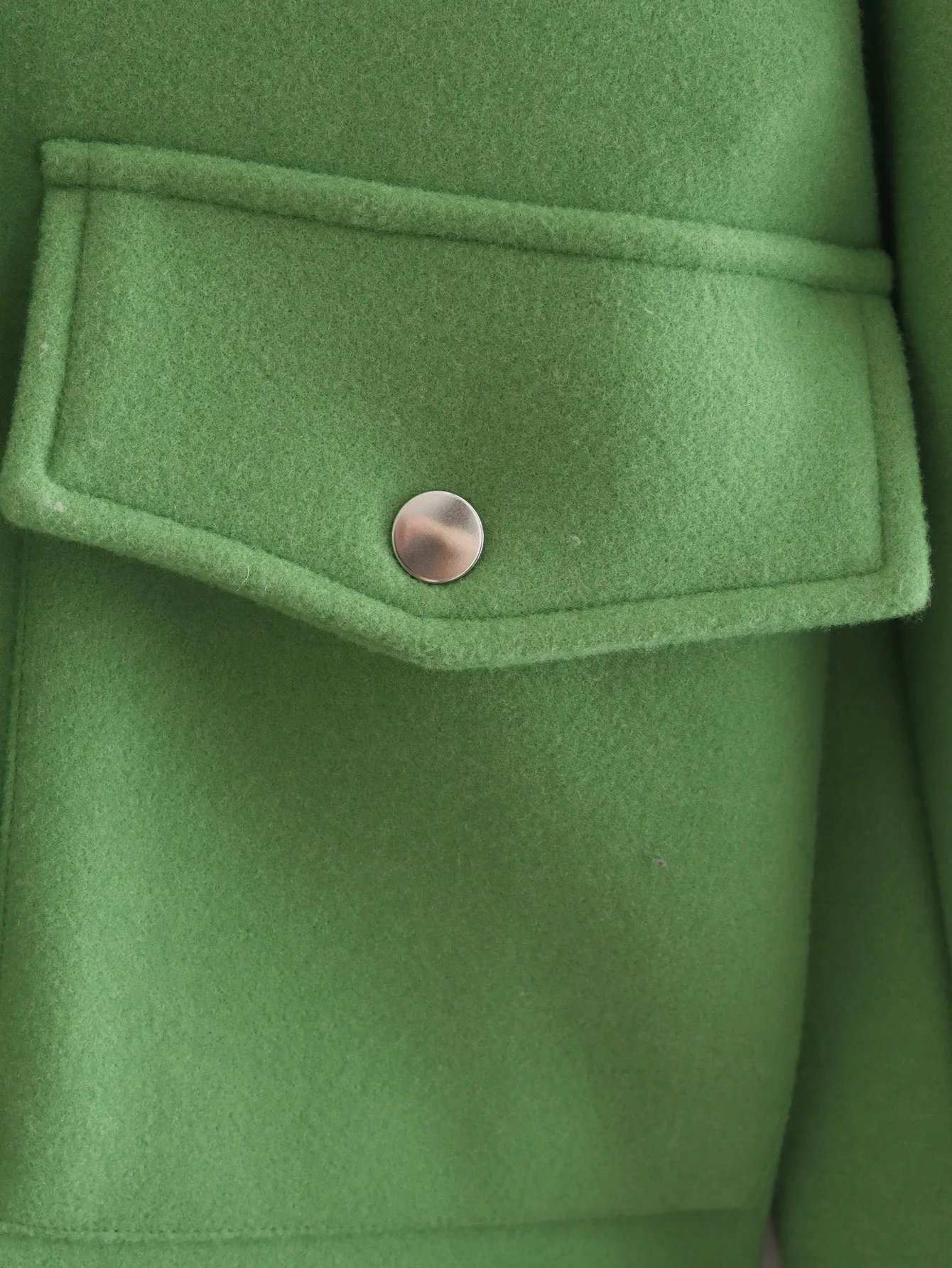 Summer Green Collared Long Sleeve Single-Breasted Pocket Soft Jacket