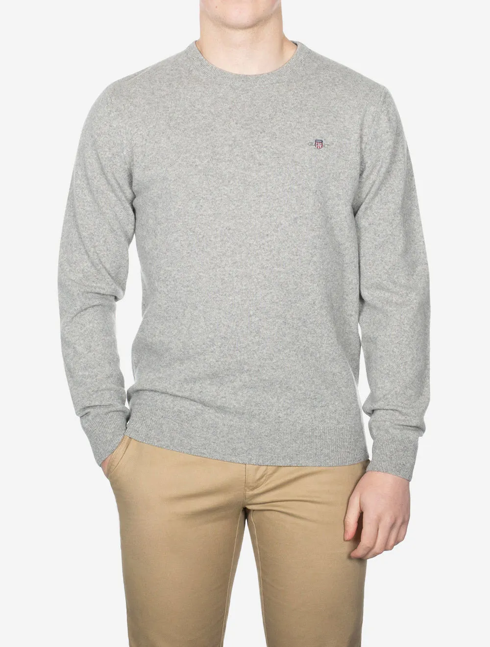 Superfine Lambswool Crew Neck Grey Melange