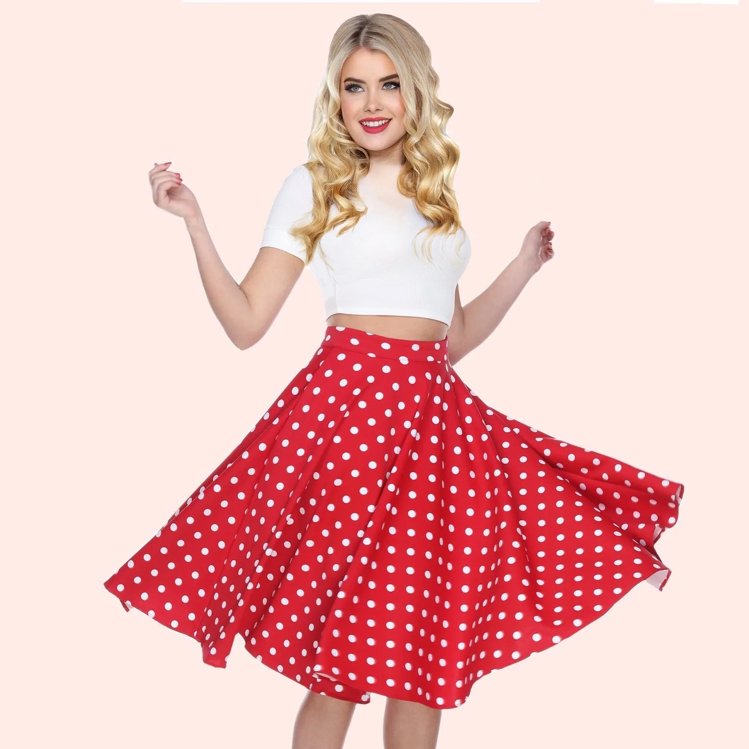 Swing Skirt in Red Polka Dot