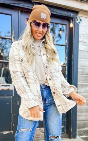 The Cream Taupe Plaid Tullis Shacket