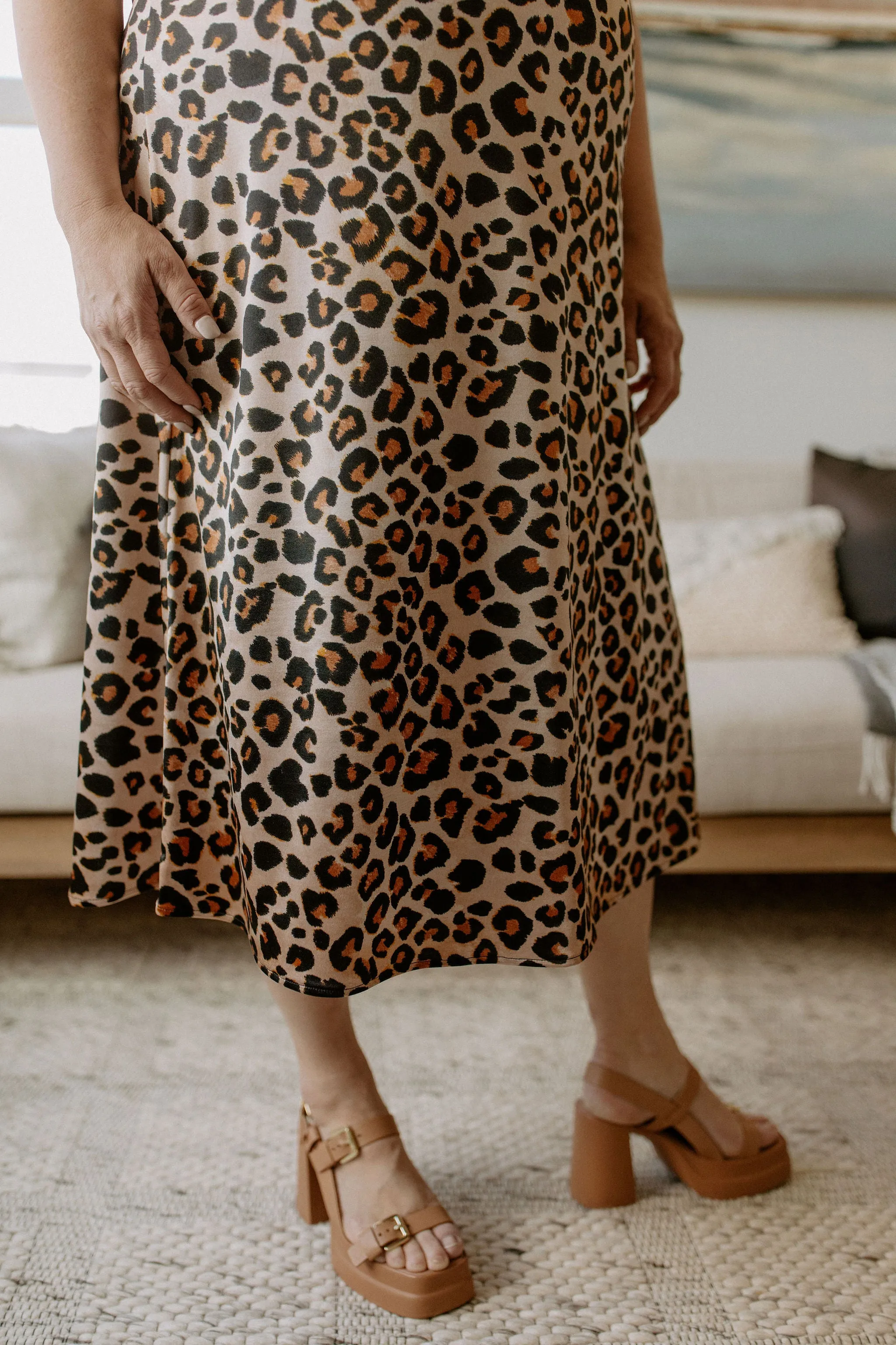 The Daphne Leopard Satin Stretch Skirt by NLT - PLUS