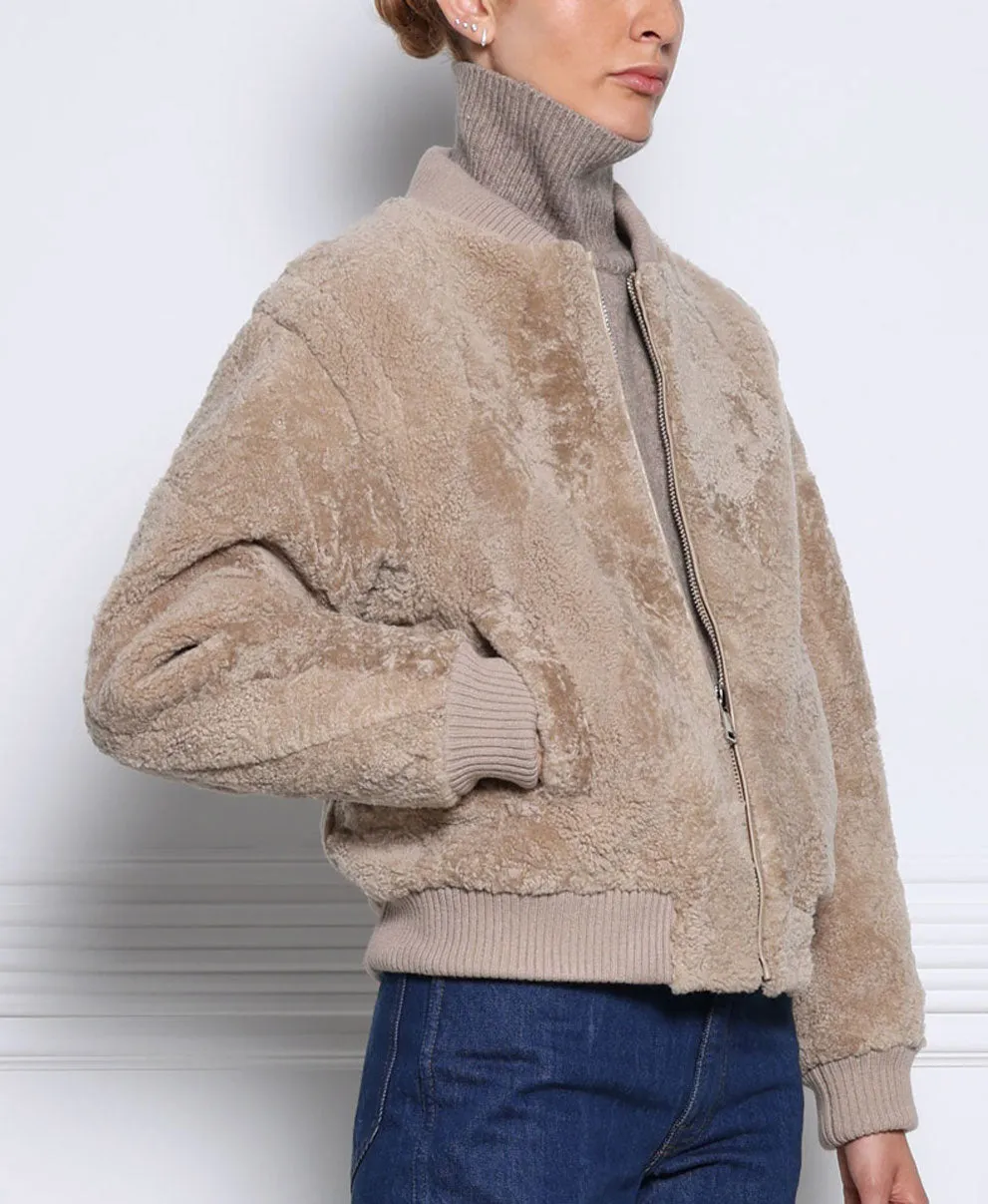 The Varsity Upcycled Curly Shearling Jacket