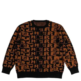 There - Torn Jacquard Knit Sweater (Black/Red)