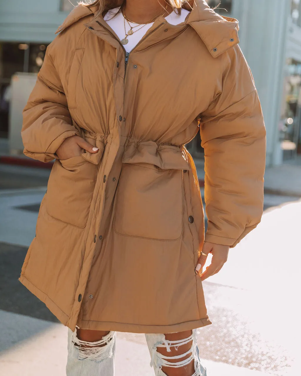 Toleet-Winter and Autumn Outfits Christmas/Thanksgiving_Cayo Hooded Parka Jacket - Soft Camel