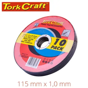 TORK CRAFT CUTTING DISC STEEL  & SS 115 x 1.0 x 22.2 MM 10 PACK ABR115S-2-10P