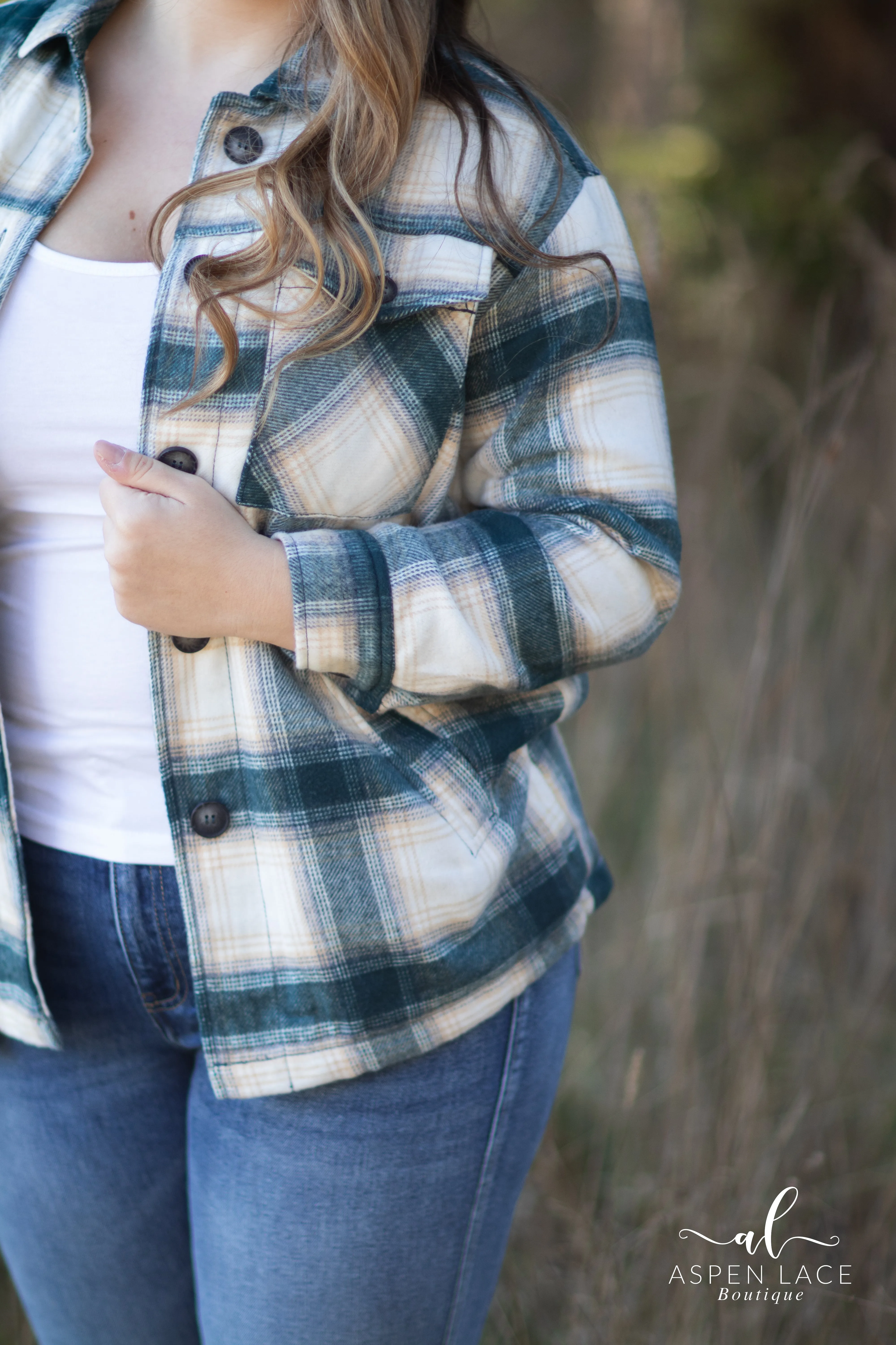 Turner Sherpa Lined Shacket (Teal Blue)