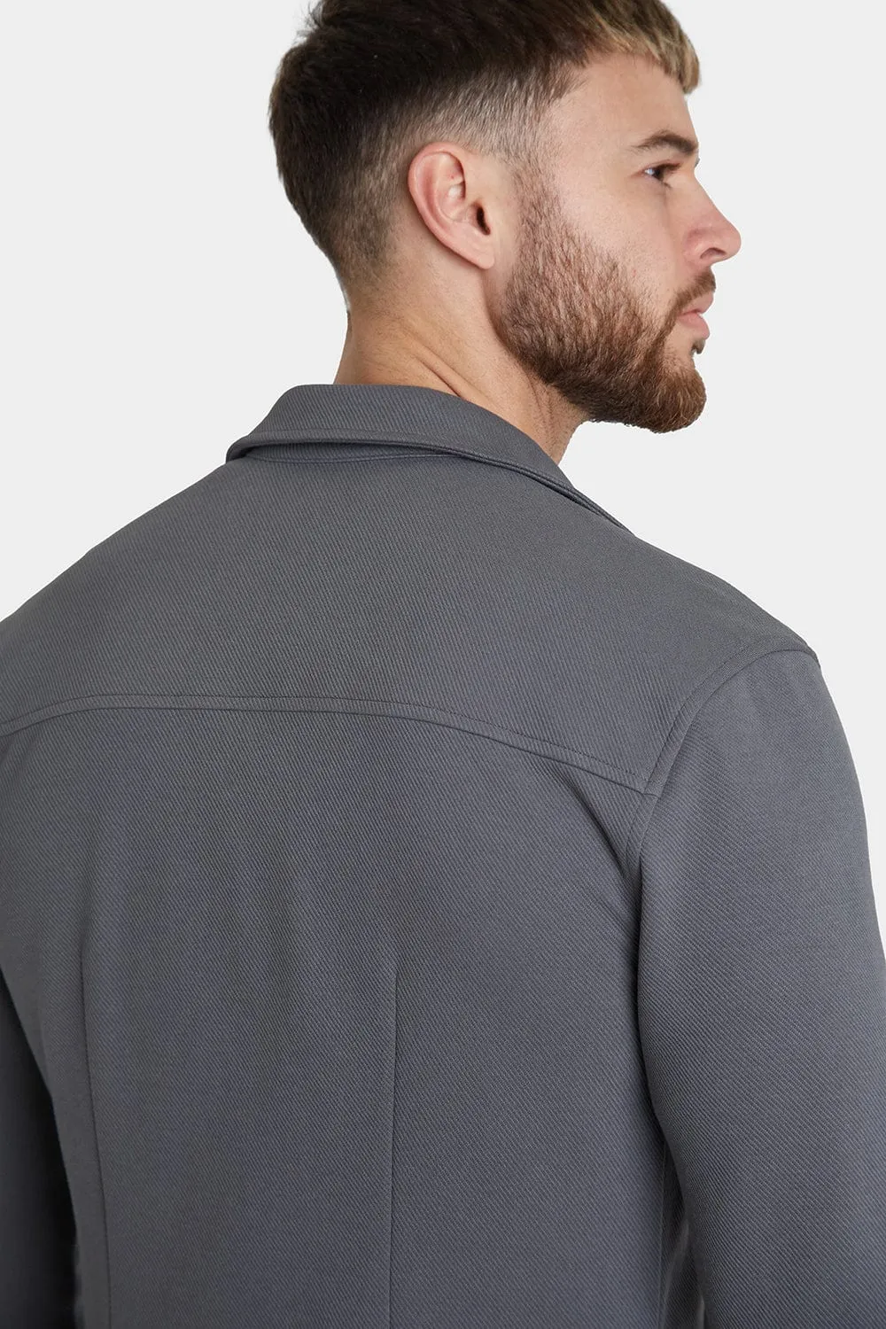 Twill Jersey Shacket in Graphite