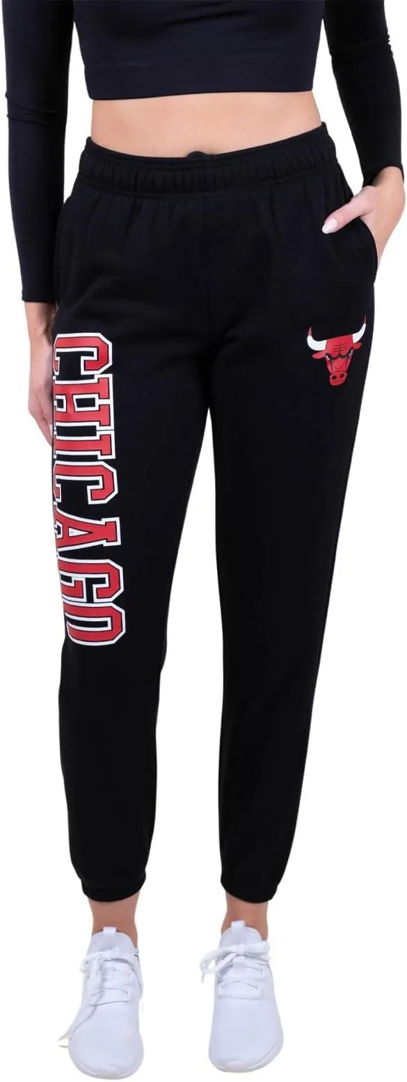 Ultra Game NBA Official Women's Super Soft Active Fleece Sweatpants Joggers, Chicago Bulls|Chicago Bulls