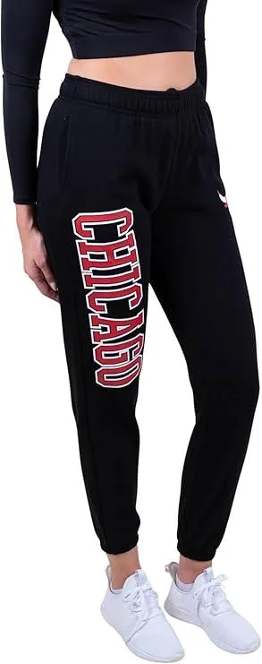 Ultra Game NBA Official Women's Super Soft Active Fleece Sweatpants Joggers, Chicago Bulls|Chicago Bulls