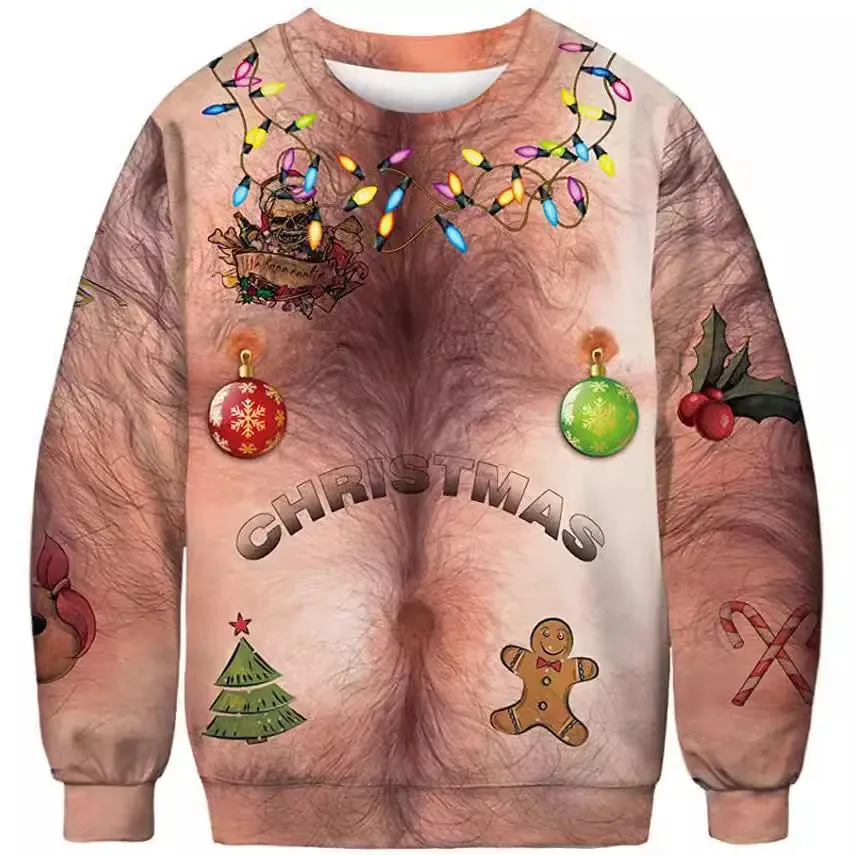 unisex digital printed Halloween Sweater Halloween Digital Printed Round Neck Sweater For Men And Women