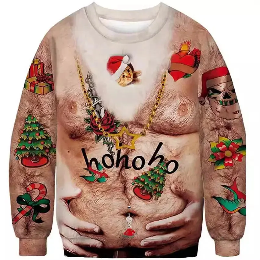 unisex digital printed Halloween Sweater Halloween Digital Printed Round Neck Sweater For Men And Women