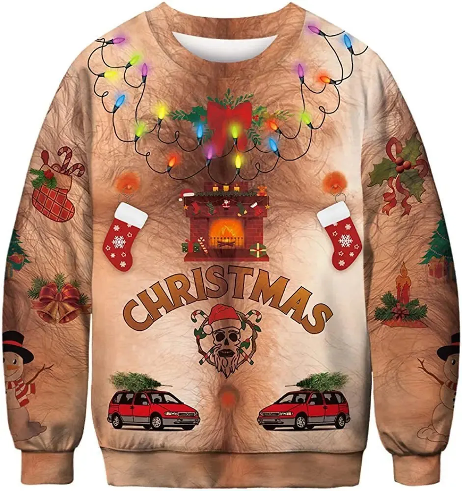 unisex digital printed Halloween Sweater Halloween Digital Printed Round Neck Sweater For Men And Women