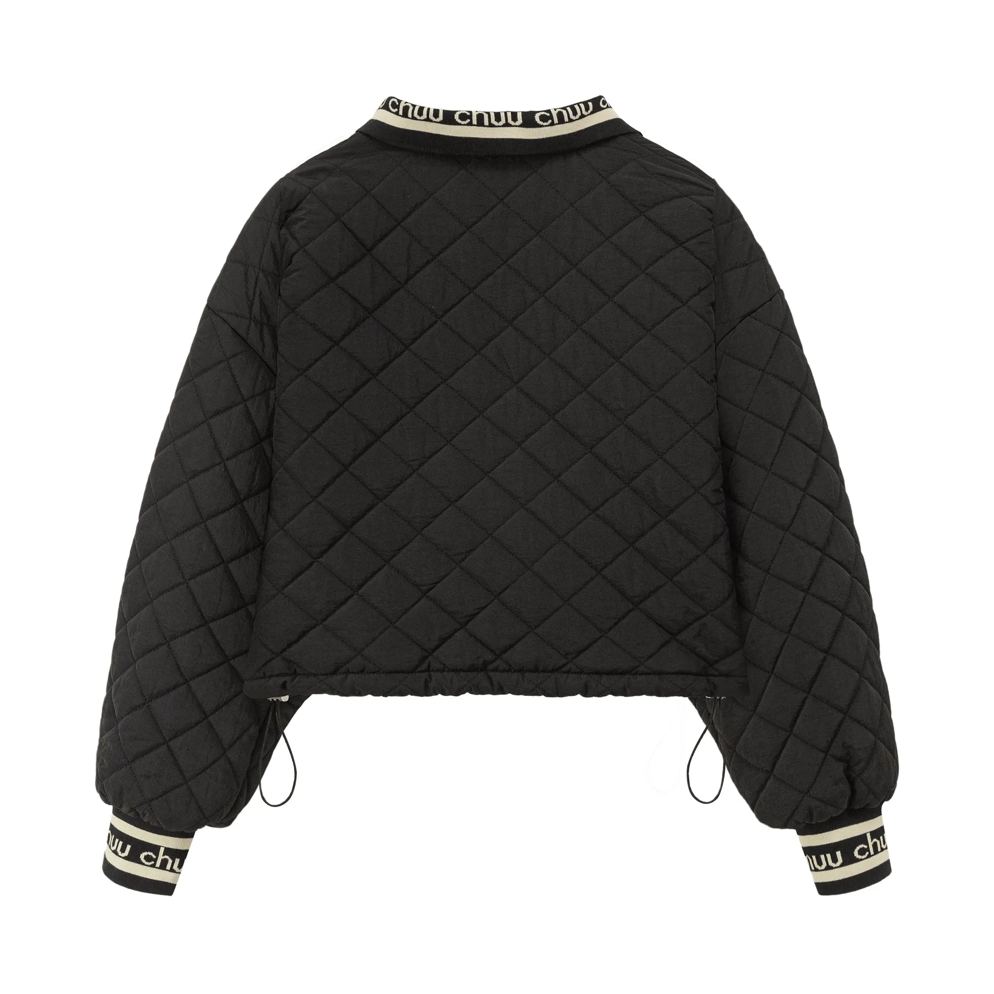 V-Neck Cropped Quilted Padded Sweater