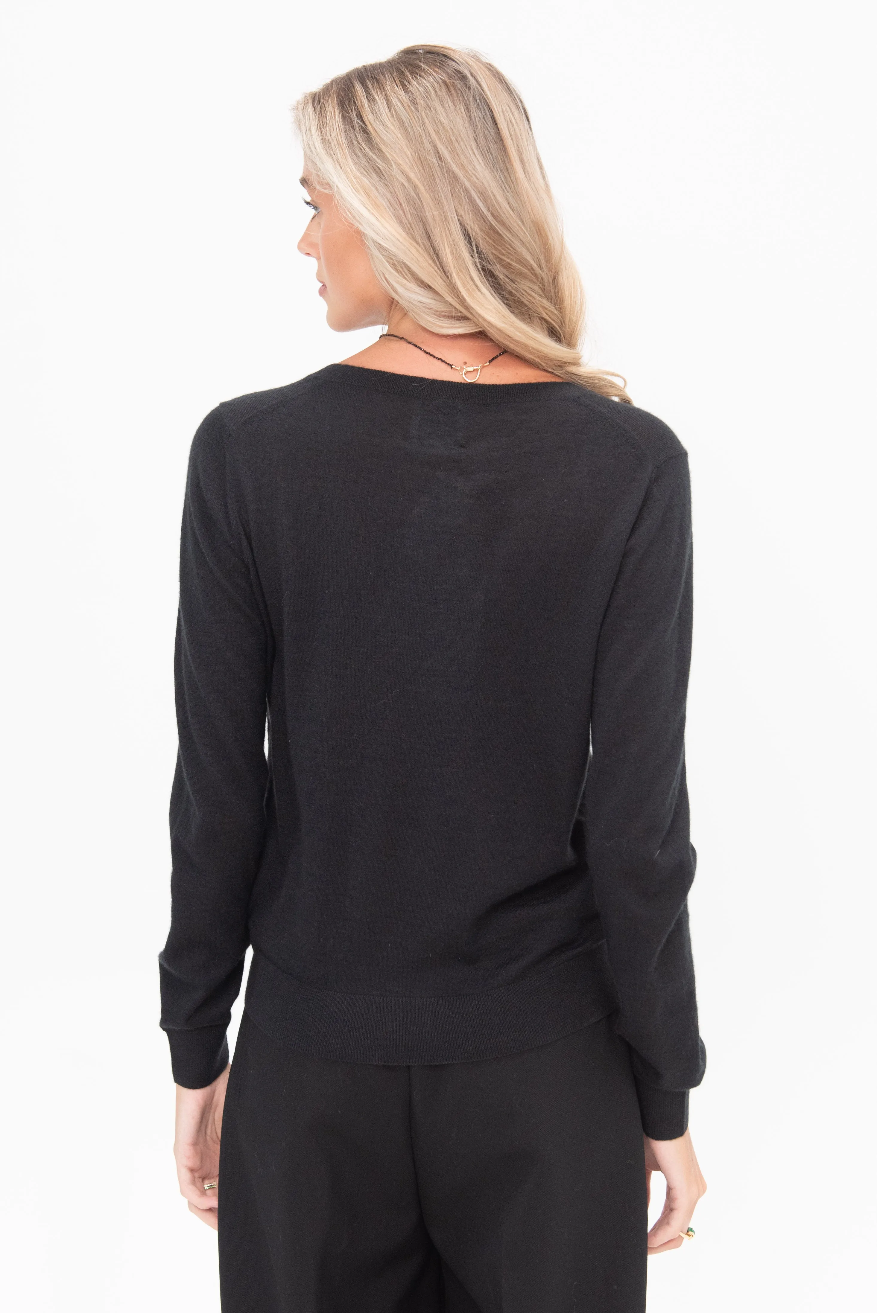 V-Neck Sweater, Noir