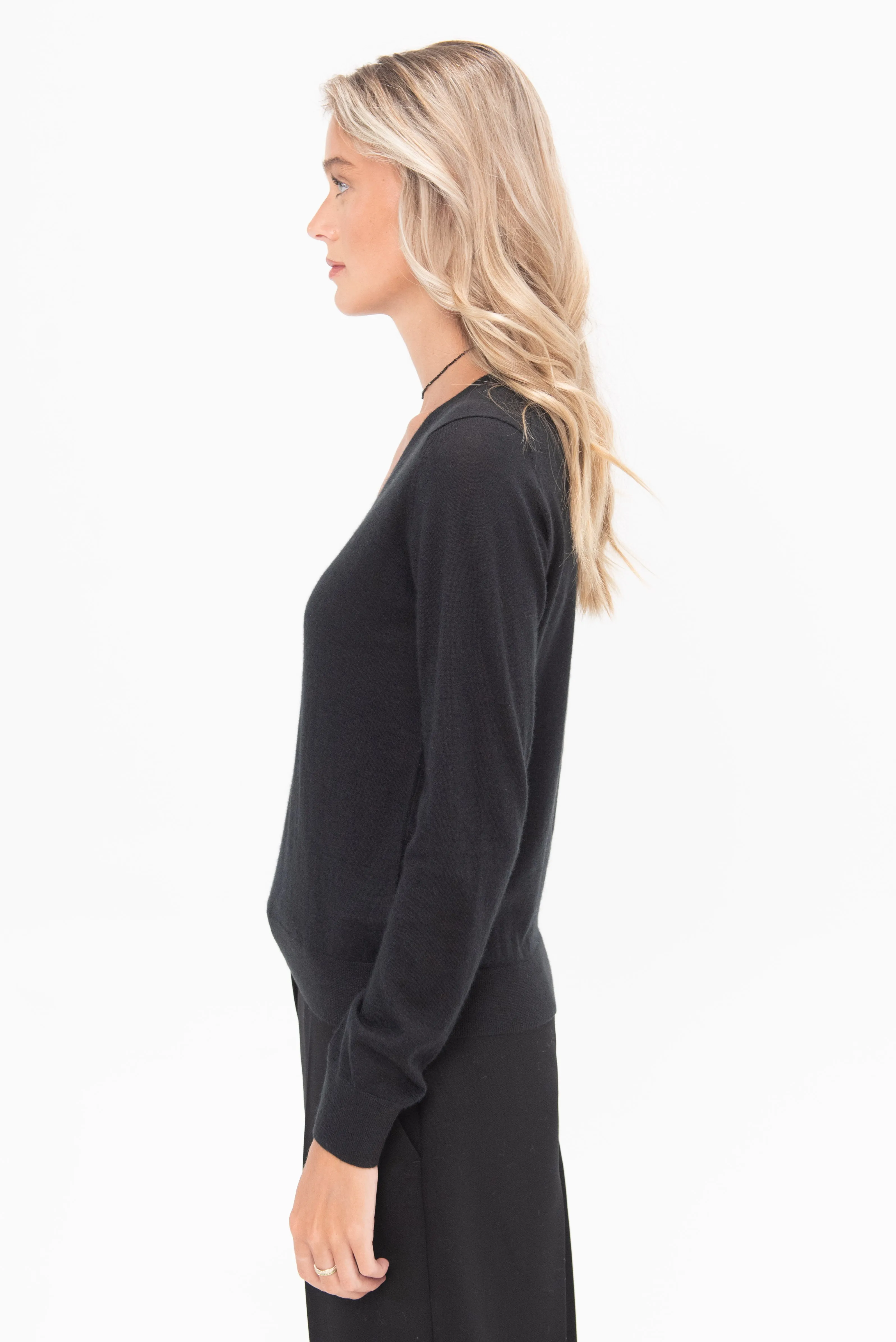 V-Neck Sweater, Noir