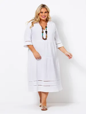 White Crinkle Cotton Dress