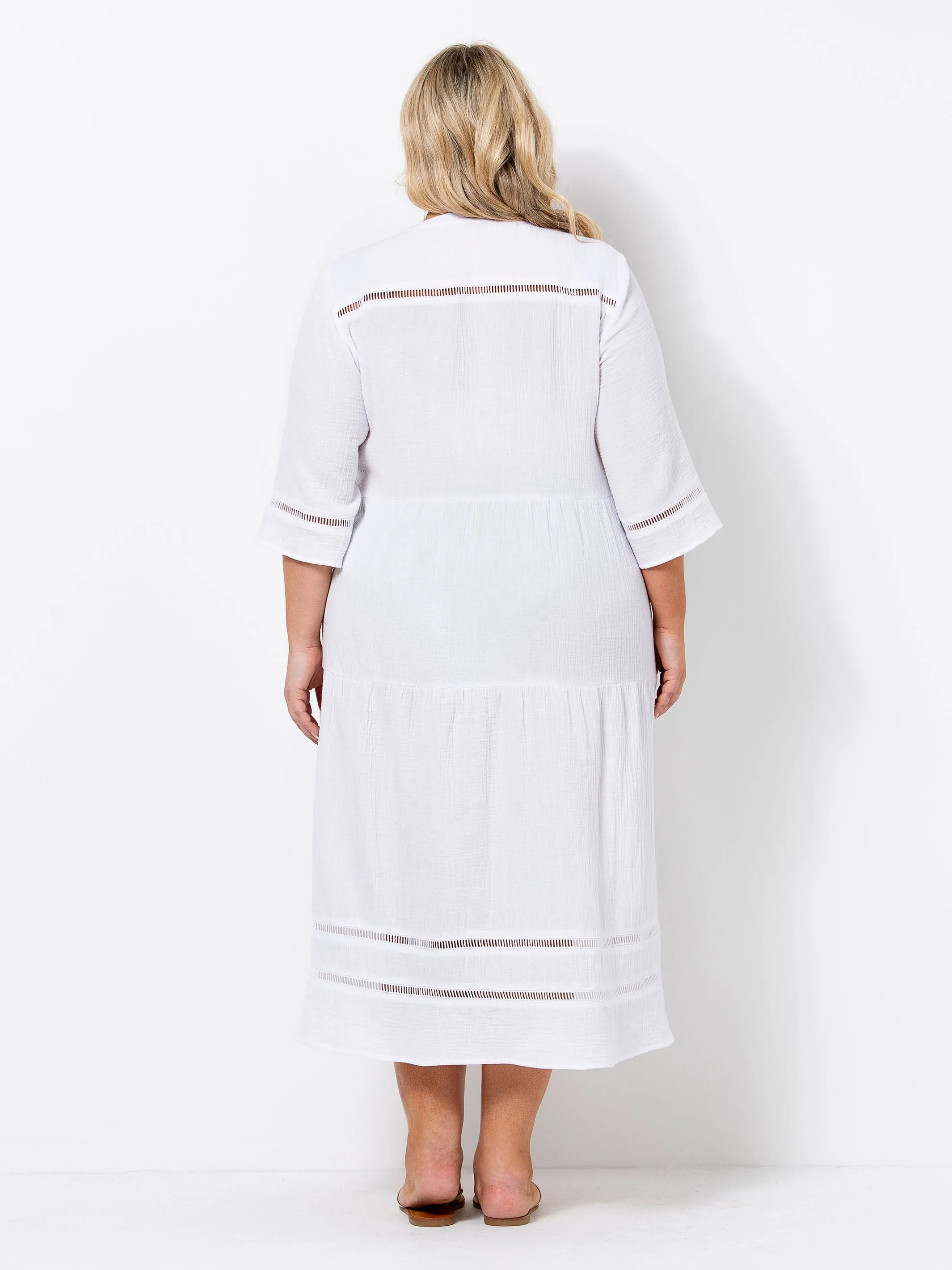 White Crinkle Cotton Dress