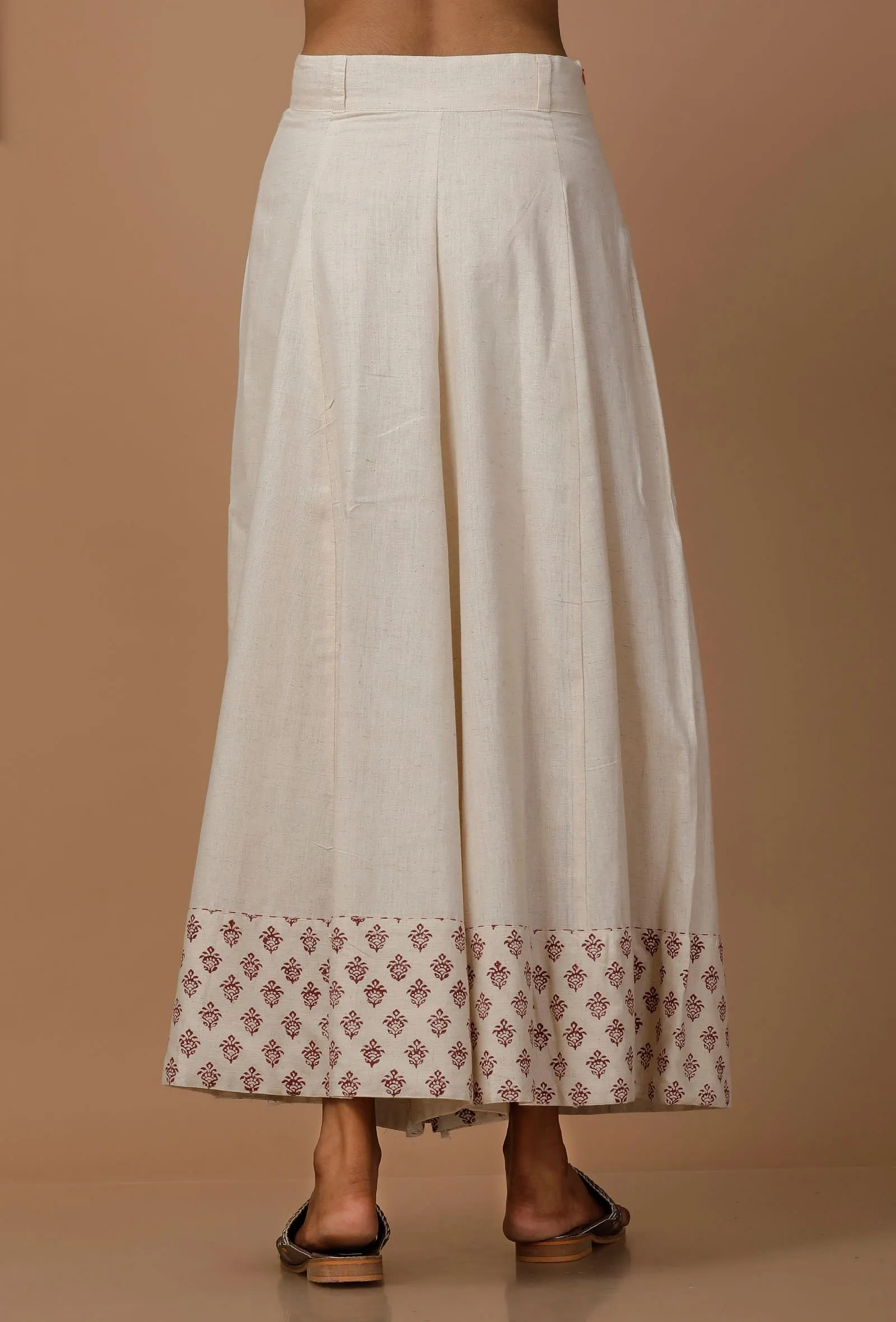 White Pure Hand Block Printed Cotton Culottes