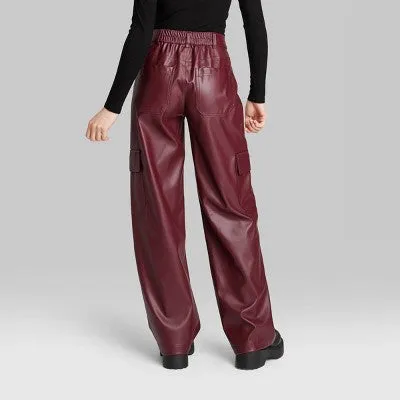 Wild Fable Women's High Rise Straight Leg Classic Faux Leather Pants