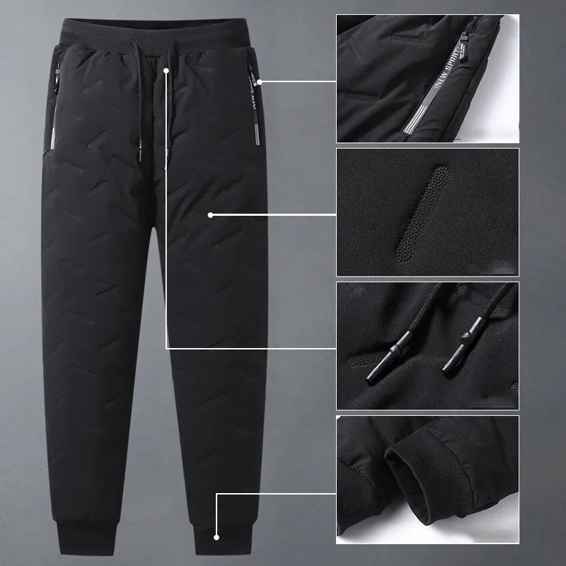 Winter thickened fleece pants for men