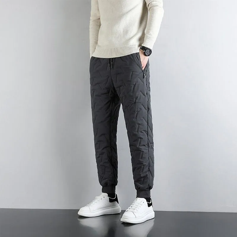 Winter thickened fleece pants for men