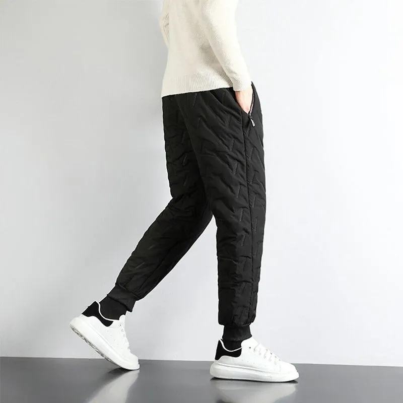 Winter thickened fleece pants for men