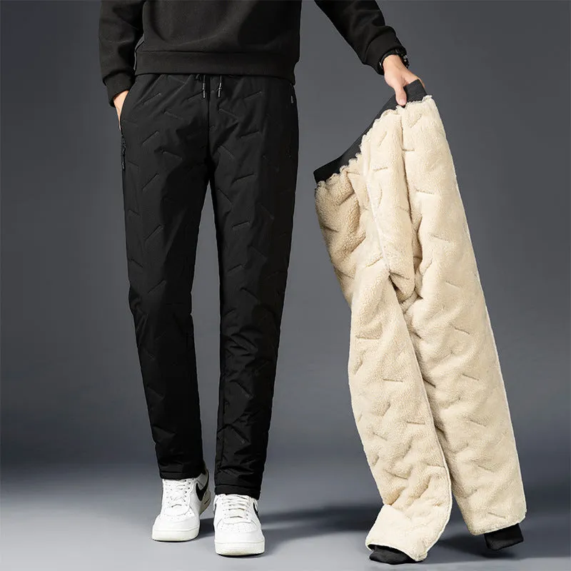 Winter thickened fleece pants for men