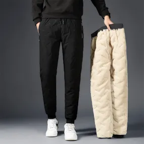 Winter thickened fleece pants for men