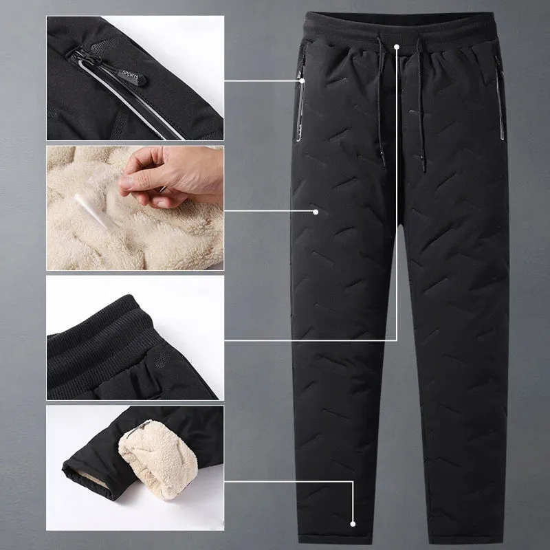 Winter thickened fleece pants for men