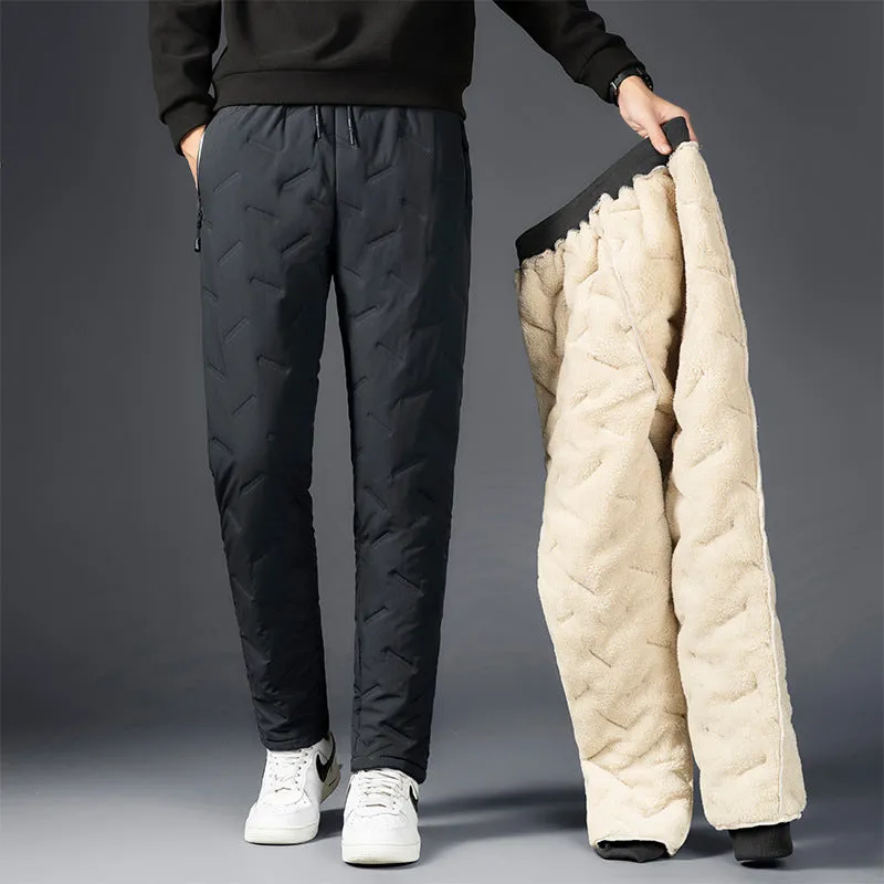 Winter thickened fleece pants for men