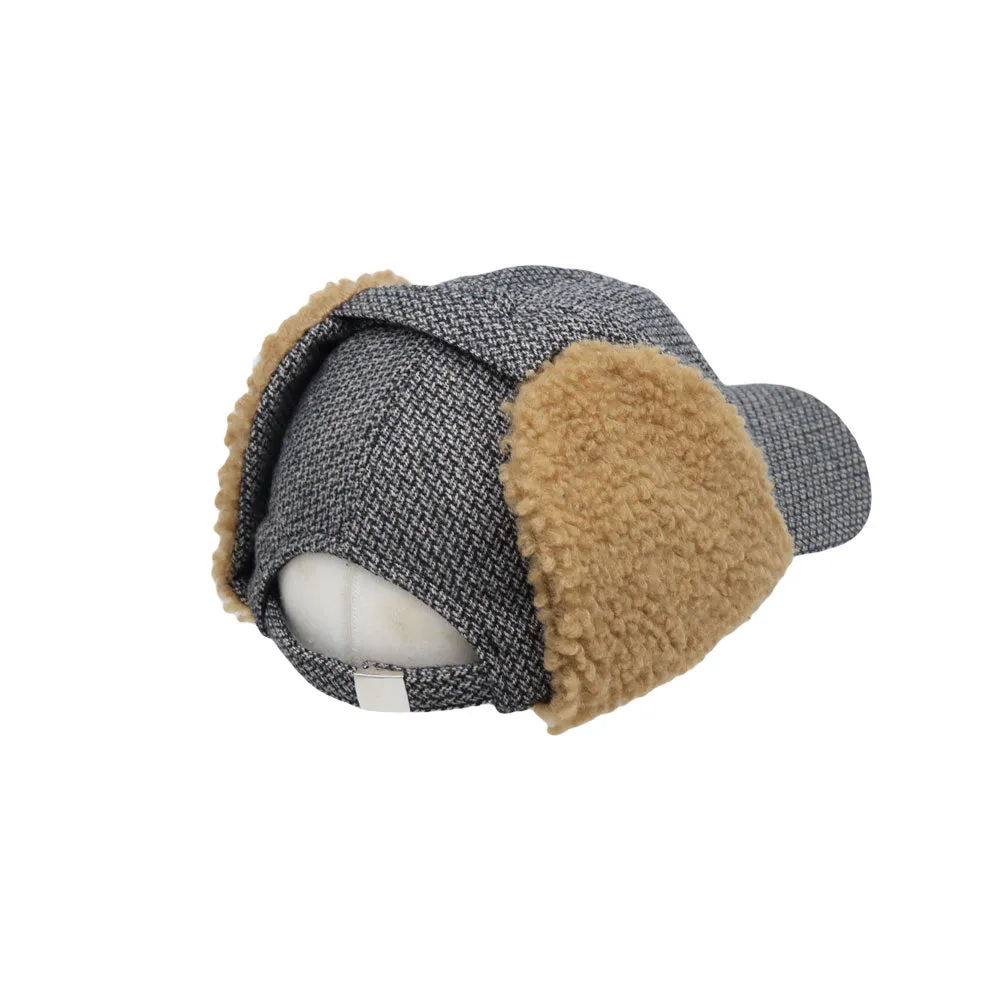 Winter Tweed Baseball Cap Earflap Visor Knit Hunting Hat CTT1490