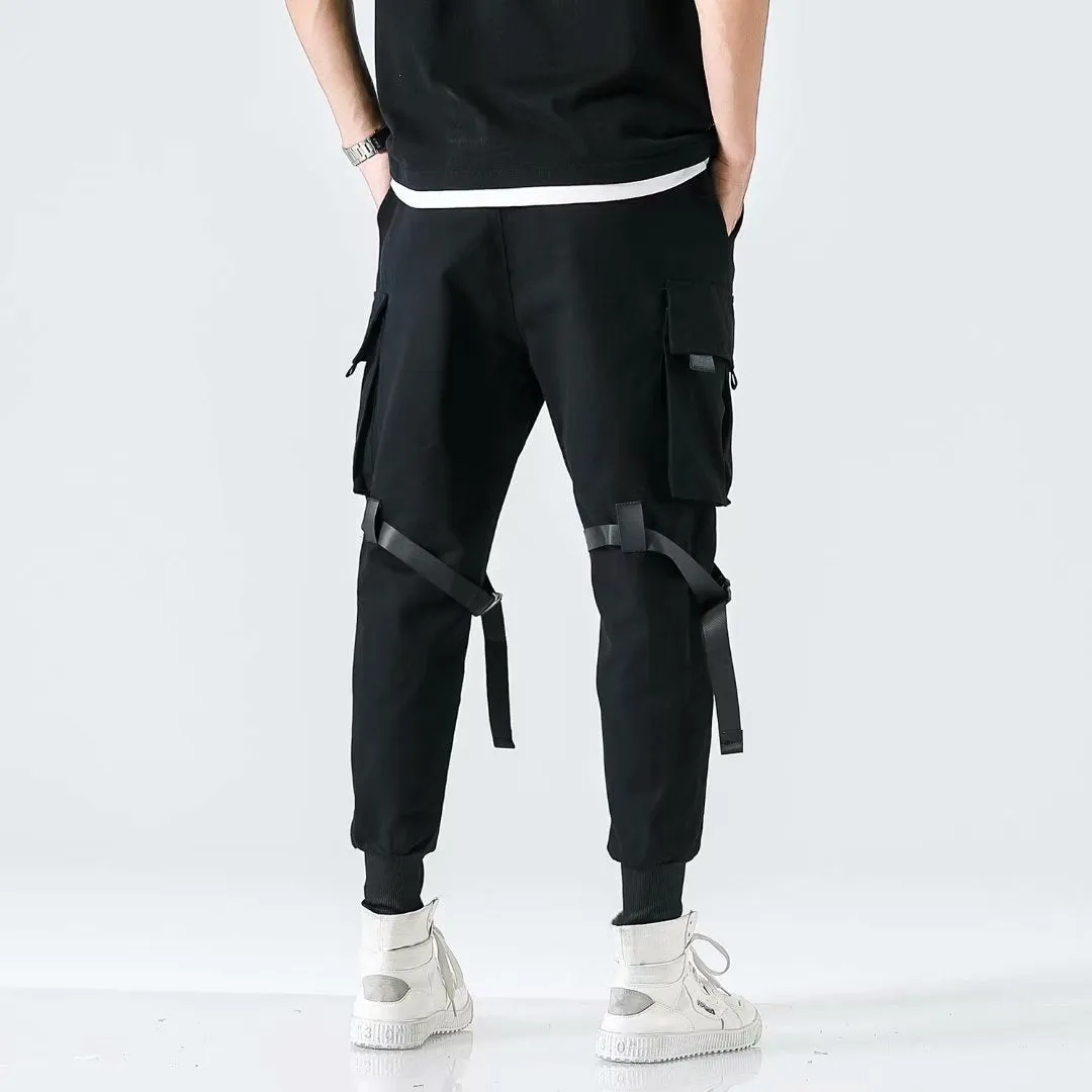 WLS Three-dimensional Pocket Shell Buckle Streamer Overalls Jogger Pants