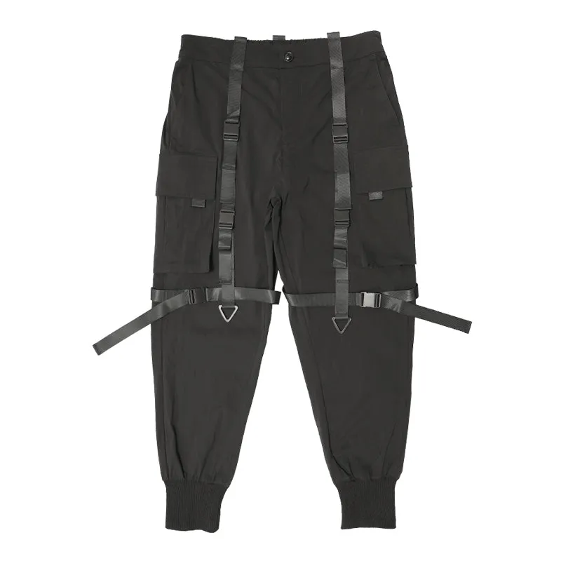 WLS Three-dimensional Pocket Shell Buckle Streamer Overalls Jogger Pants