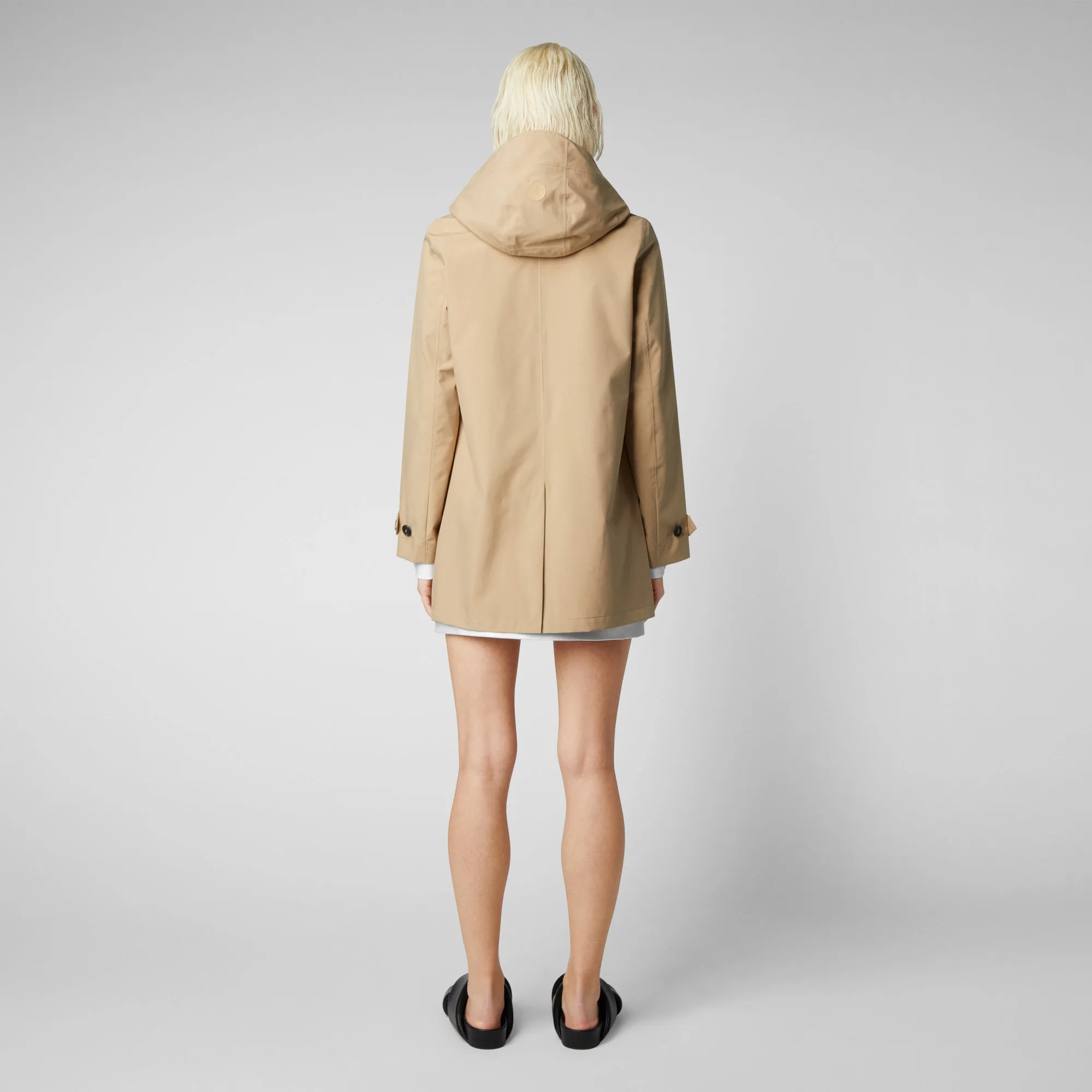 Women's April Hooded Raincoat in Stardust Beige