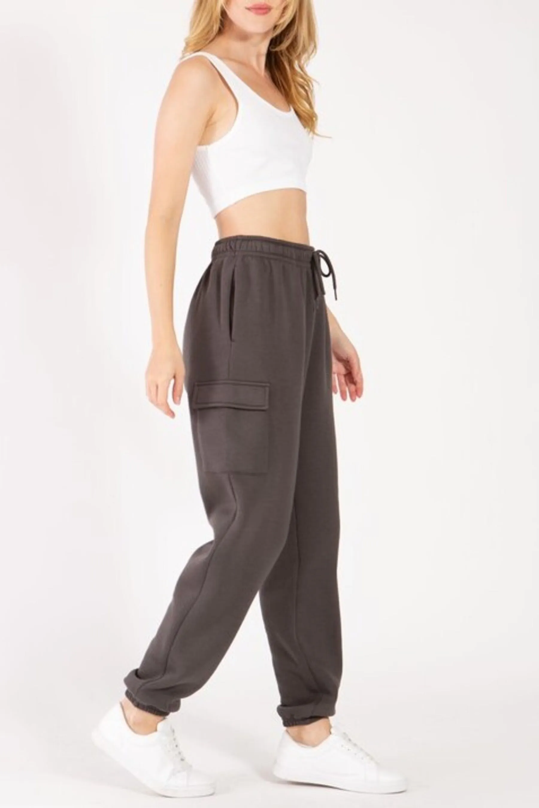 Women's Cargo Sweatpants Oversized Fleece Joggers