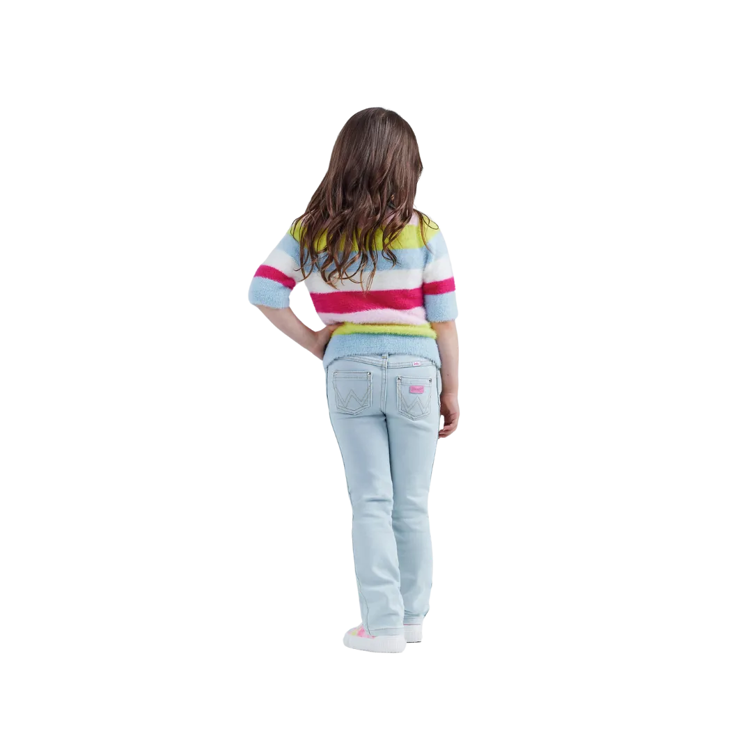 Wrangler  Girl's x Barbie Fuzzy  Sweater In Rainbow Stripe