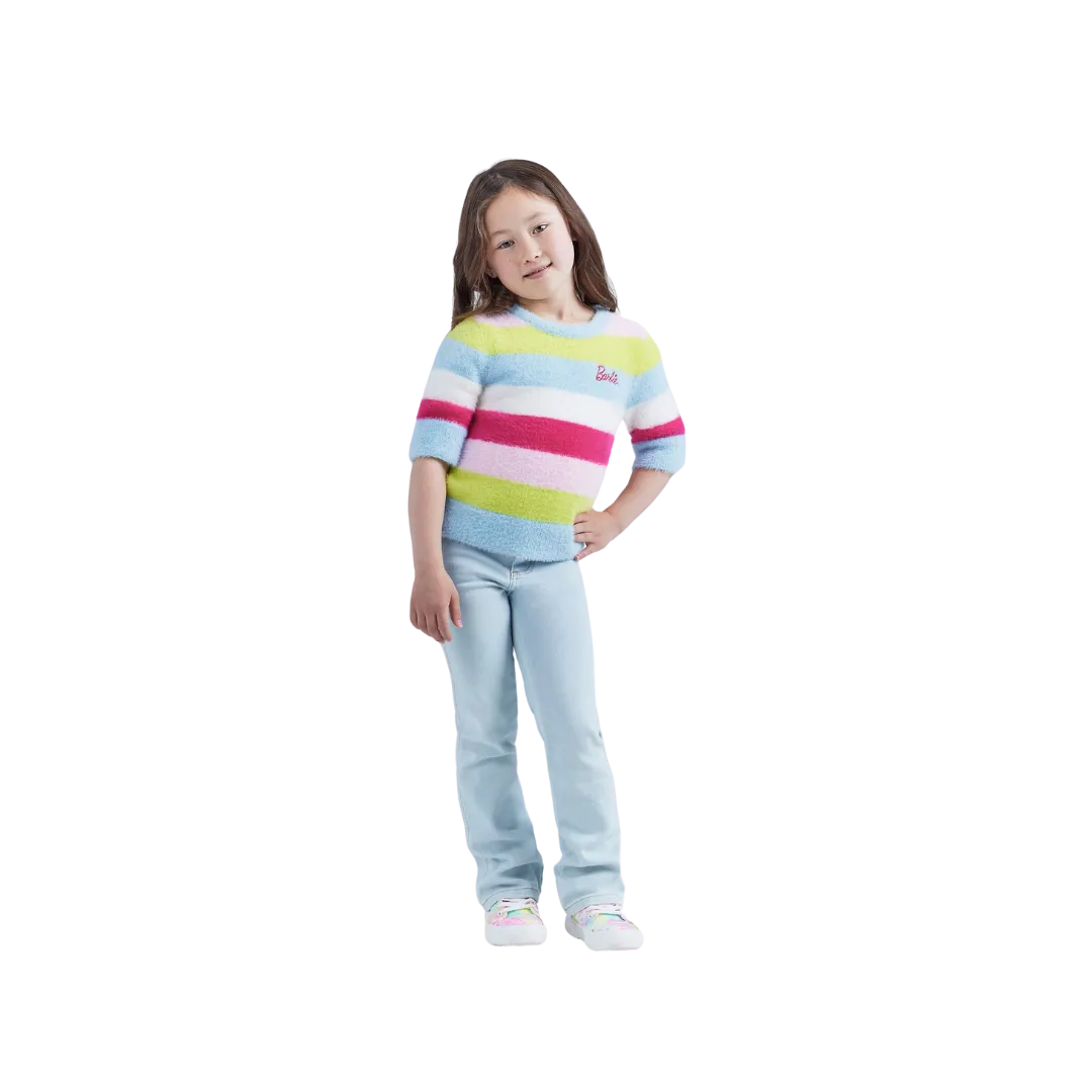 Wrangler  Girl's x Barbie Fuzzy  Sweater In Rainbow Stripe