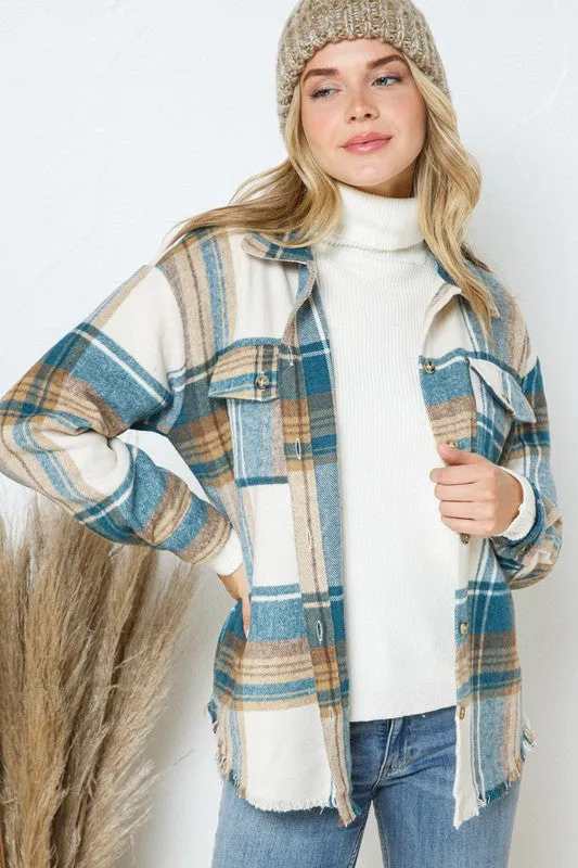 Yarn Dyed Plaid Shirt Jacket Shacket