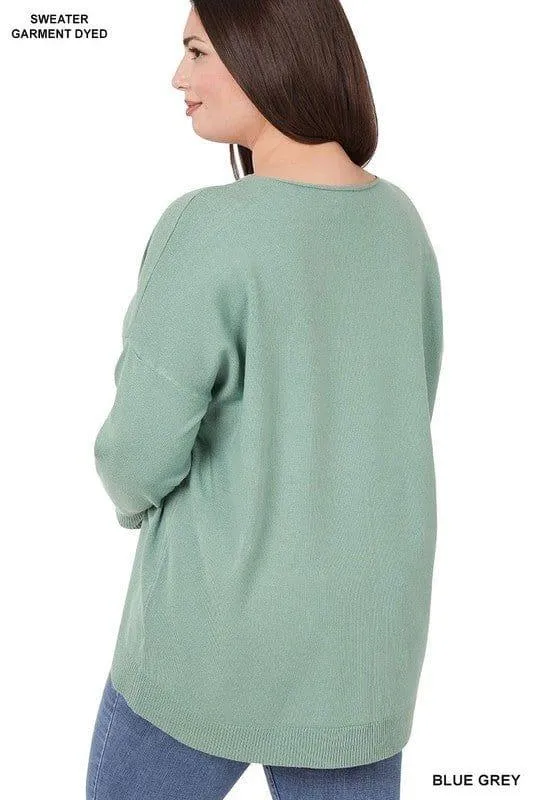 Zenana Plus Hi-Low Front Seam Sweater