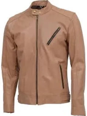 Zipper Street Style Leather Jacket For Men