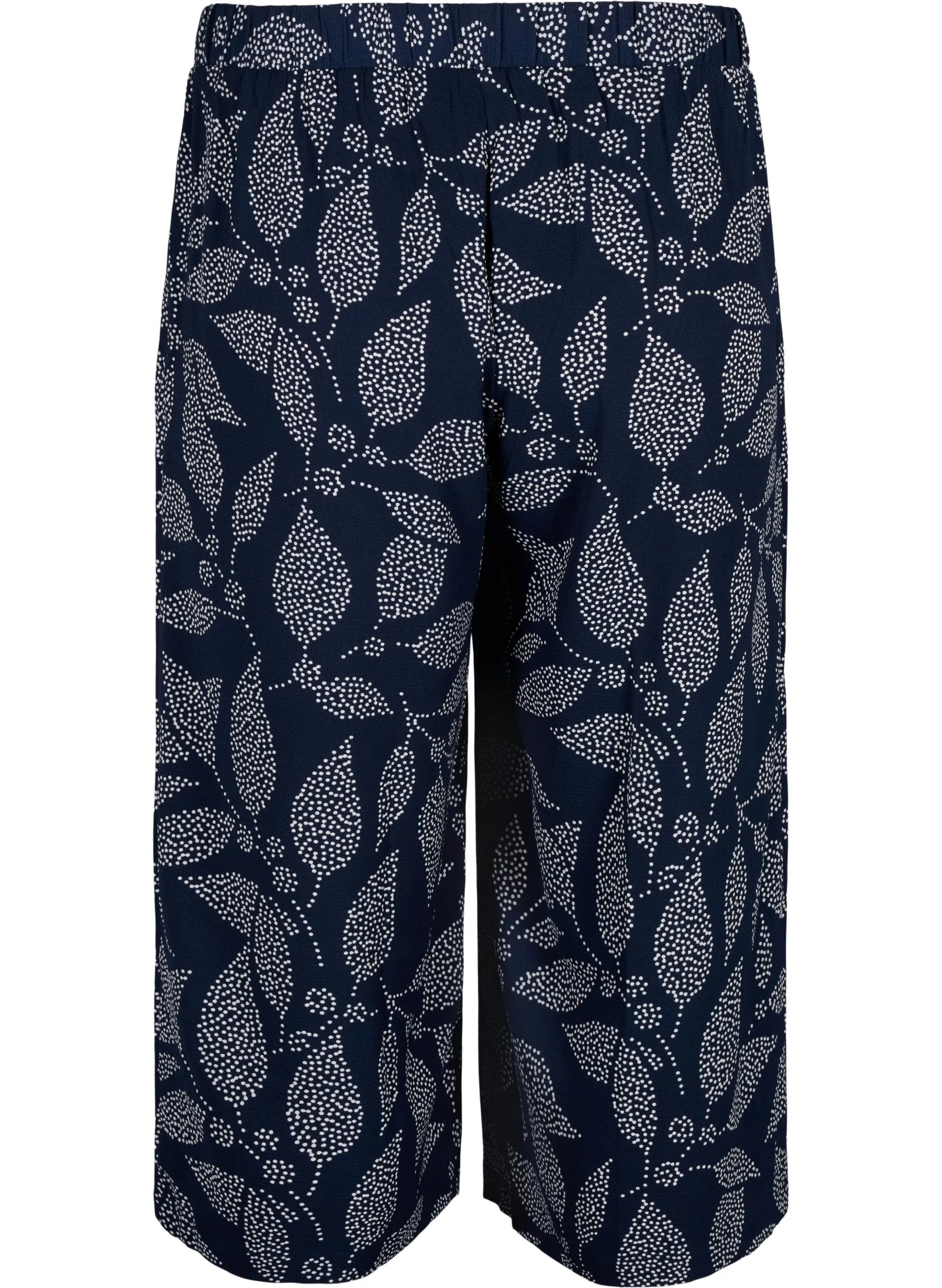 Zizzi Leaf Print Culottes in Navy